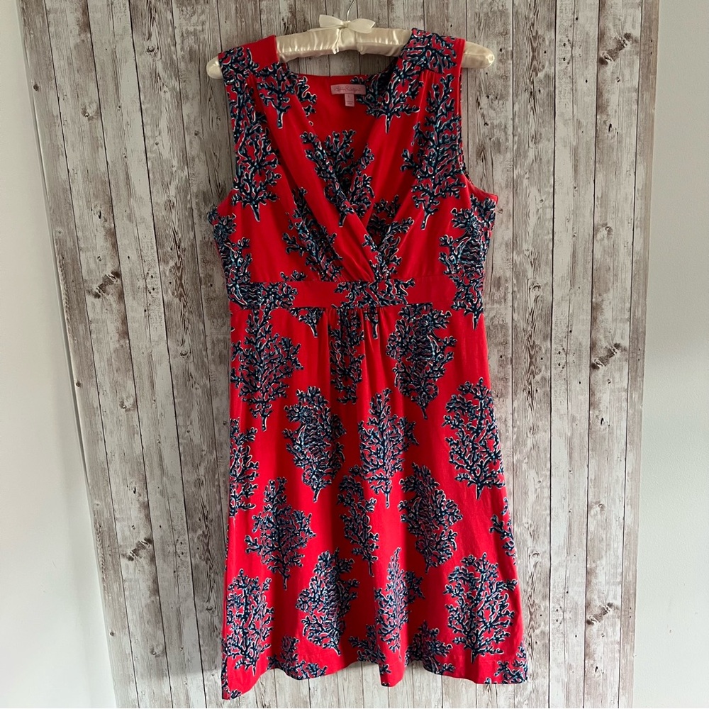 Lilly Pulitzer Red Sleeveless Floral-Print Mini Dress